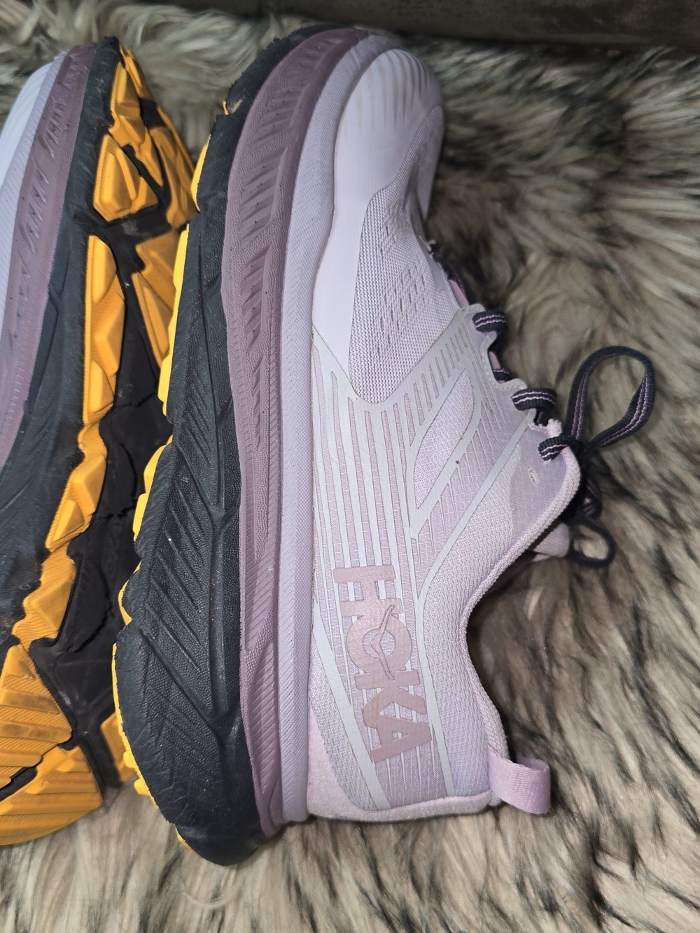 Hoka One One Lavender Running Shoes with Yellow Accents - Picture 7 of 12